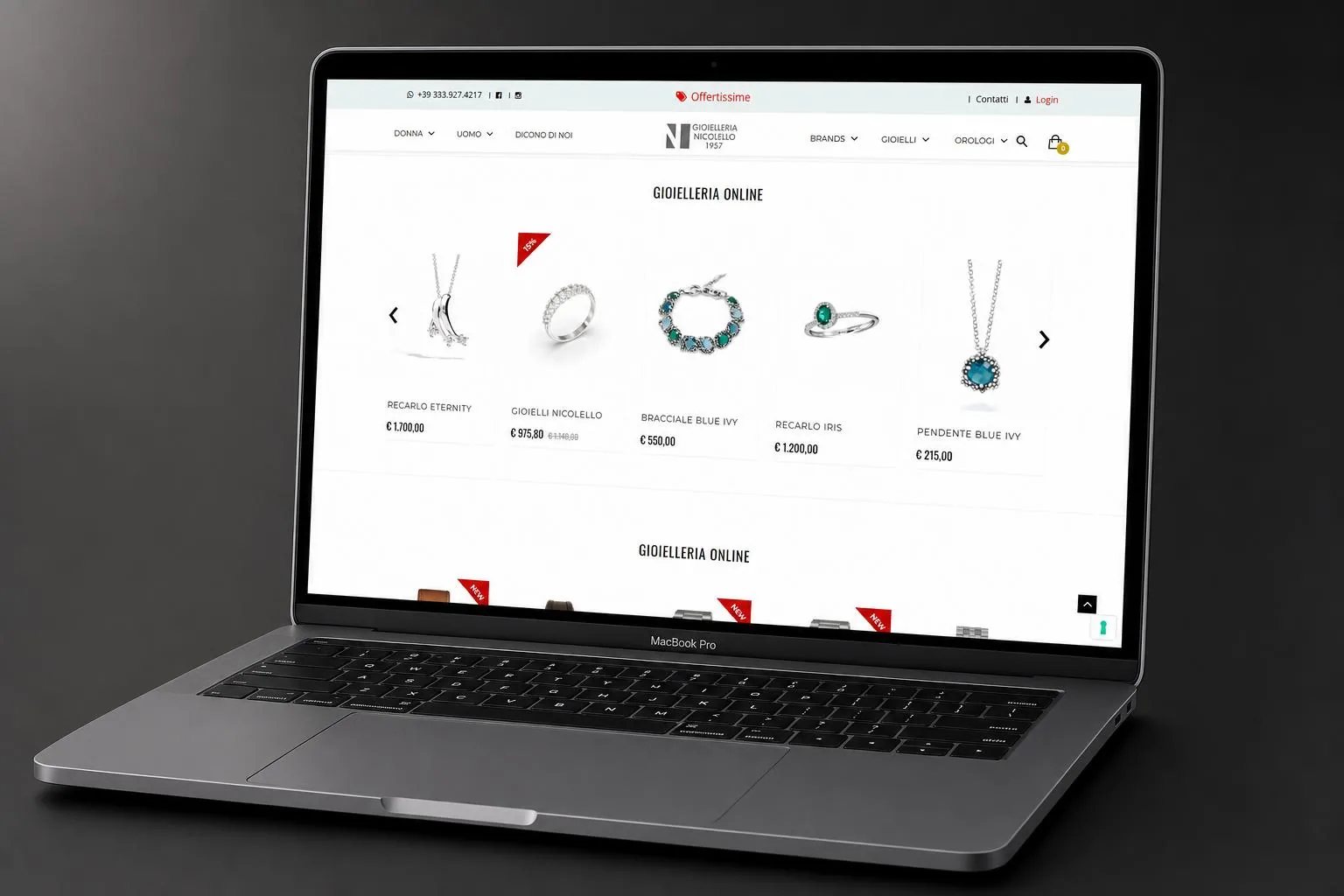 Homepage store Nicolello: scroll